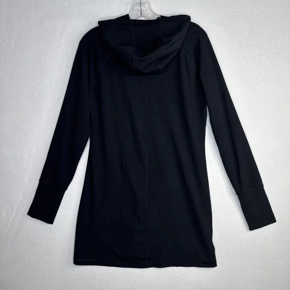 Yogalicious Black Long Hoodie L Thumbholes Soft Athleisure Lounge Cozy - Picture 2 of 8